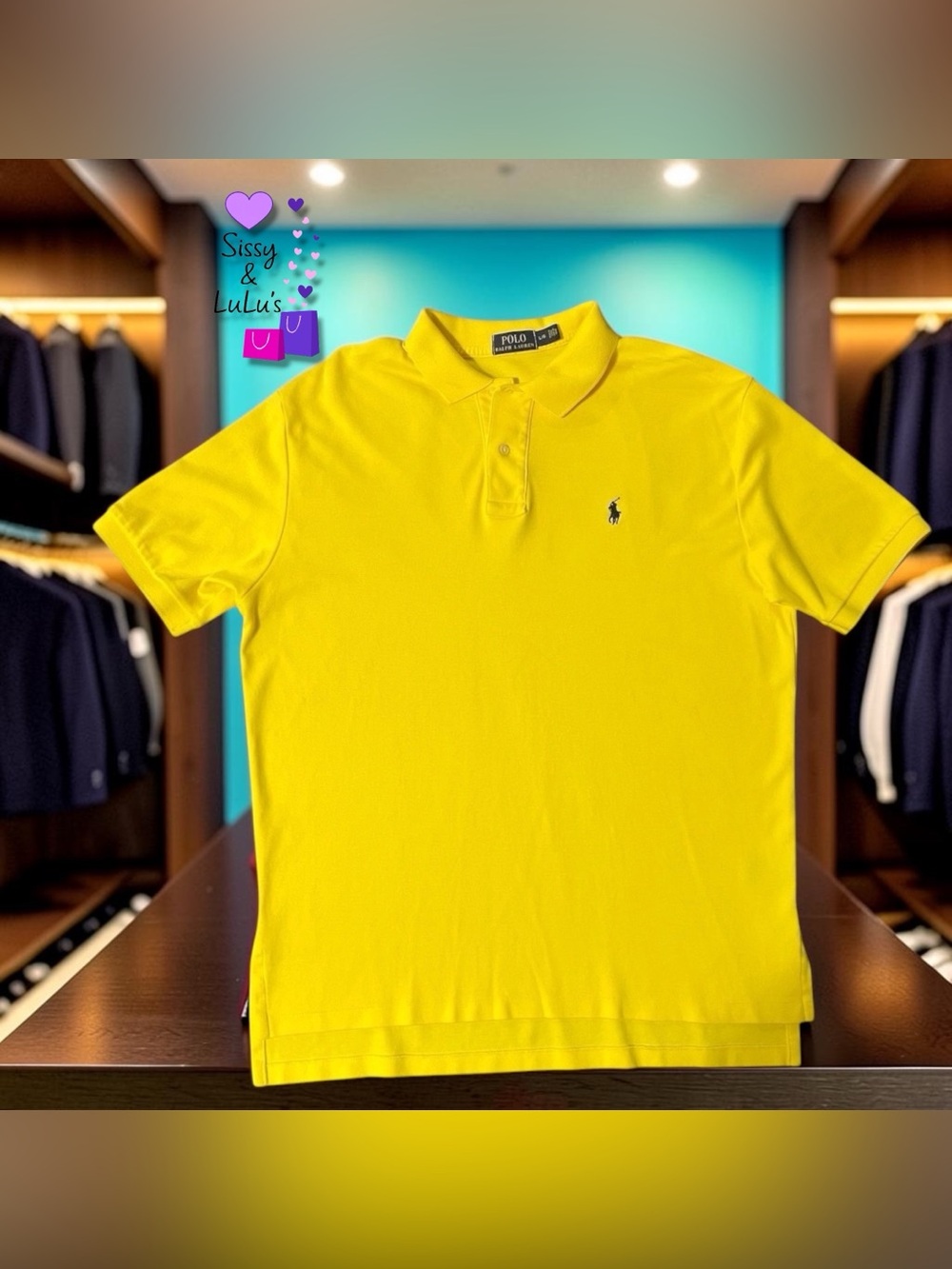 Polo Ralph Lauren Polo Shirt Mens L Yellow Short Sleeve Embroidered Logo